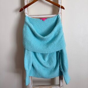 Lilly Pulitzer Women's Blue Off-Shoulder Sweater Size L